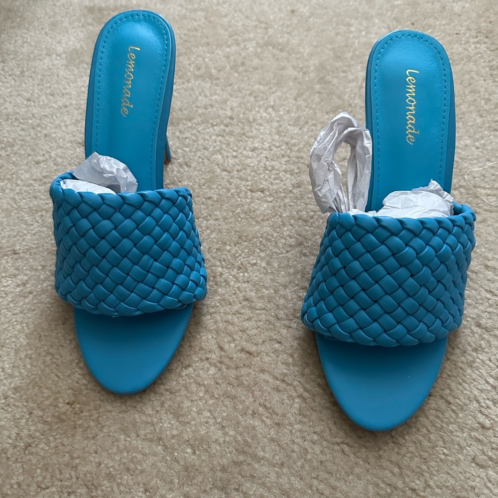 Lemonade Women's Blue Woven Slide Sandals